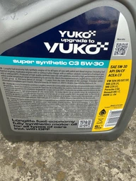 Масло моторное синтетическое 5л 5W-30 Super Synthetic C3 Yuko, 4820070245646, / фото от покупателей 4