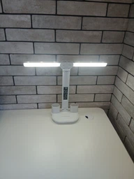 Лампа настольная с аккумулятором для маникюра LED с двумя плафонами подставкой для телефона сенсорным управлением 3 режима света USB лампы LED светодиодные на аккумуляторе