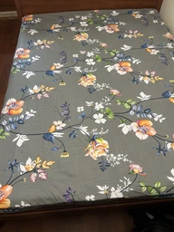 Простынь на резинке Бязь Floral Mist Серый 160*200 высота 25 см