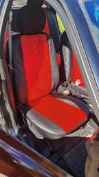 Авто чехлы из эко кожи Mitsubishi Colt (2002-2012) Pok-ter ELIT Premium с серой вставкой