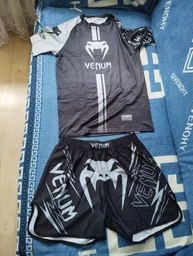 Чоловічий компресійний костюм Venum Рашгард/футболка та шорти 2в1 (Сірий XL)
