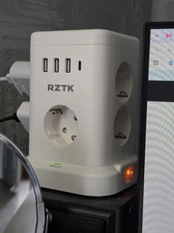 Универсальный сетевой удлинитель RZTK Tower Wireless + 3 USB-A + 1 USB-C Black (TWB7) 1.8 м