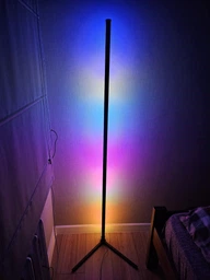 Угловой напольный RGB светодиодный LED торшер с APP Smart и пультом на 153см Черный фото от покупателей 1