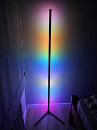 Угловой напольный RGB светодиодный LED торшер с APP Smart и пультом на 153см Черный