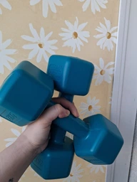 Гантели для фитнеса пластиковые цельные (неразборные) + коврик OSPORT Lite 2шт по 2 кг (OF-0215) Бирюзовый