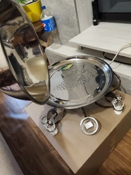 Садж блюдо для подачі шашлика Grill з підігрівом 36см зі скляними соусницями та чарками фото от покупателей 1