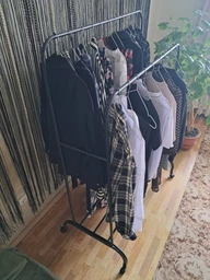 Подвійна стійка вішалка для одягу та взуття Loft Rack TW-602 сталева підлогова з полицею на колесах Black фото від покупців 3