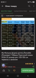 Футбольна форма дитяча Ronaldo (Роналдо) 7 Збірна Португалії сезон 2026 18 розмір ріст 110-115 см червона з зеленим