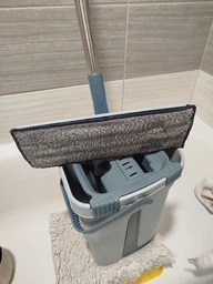 Набор для уборки швабра с ведром Scratch Cleaning Mop складная ручка автоматический отжим 10 л Голубая фото от покупателей 1