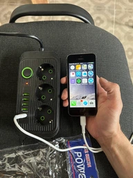 Подовжувач мережевий переноска 4 метри на 3 розетки + 4USB+1Type-C UA Power F09U Чорний фото від покупців 2