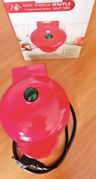 Стильная и портативная, электрическая мини - вафельница Waffle Maker с антипригарным покрытием, красная (SKU-5142) фото от покупателей 5