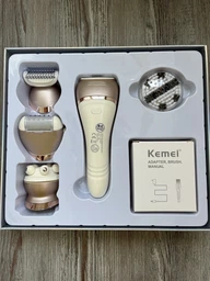 Беспроводной эпилятор Kemei для сухой и влажной депиляции 5в1 с насадками депилятор пемза массажер бритва пилинг с подсветкой фото от покупателей 15
