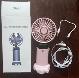 Портативный мини вентилятор ручной Mini Fan 3276 с дисплеем и подставкой для телефона на 5 скоростей Розовый