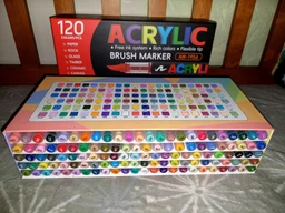 Набір акрилових маркерів, 72 шт. Acrylic Brush Marker DMX-2025A-72 акрилові маркери з м'яким пензликом для творчості та декору, фломастери для малювання фото від покупців 1