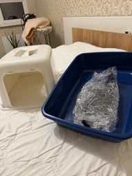 Закритий туалет для котів Ferplast Ariel 10 Home із системою просіювання та вугільним фільтром синій 36x47x35 см 72068099 фото від покупців 2