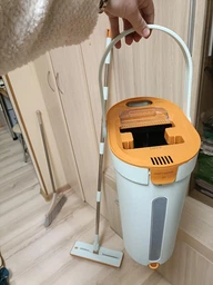 Набор швабра и ведро с отжимом Homettler SM001, 2 мопа в комплекте, мятный фото от покупателей 3