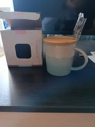 Порцелянова чашка з кришкою і ручкою Cuppy кухоль для чаю 350 мл з десертною ложкою на подарунок