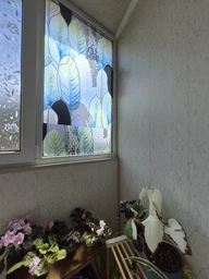 Тонування вікон дзеркал плівка Пір’я Листя захисна самоклейна плівка для скла зелена 1 пог.м 100х100см