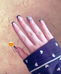 Накладні нігті Nail чорний френч, леопард, форма квадрат, середні, 24 шт