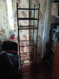 Стеллаж металлический 172×42 см Черный 6 ярусов на колесах