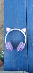 Беспроводные наушники с кошачьими ушками CAT EAR Bluetooth 5.0 + EDR детские наушники, игровые с блютуз гарнитурой и LED подсветкой, бирюзовые фото от покупателей 4
