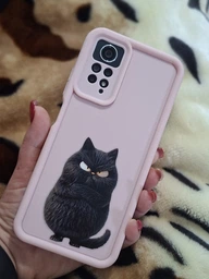 Чехол силиконовый оригинальный Soft Touch с 3D принтом злой котик для Xiaomi Redmi Note 12 Pro розовый (Полная защита камеры)