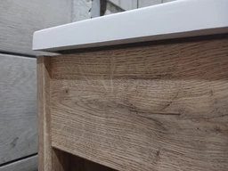 Тумба подвесная MEBLIBUD Rene 100 L с 2-мя ящиками, корзиной для белья и умывальником Flat 100 см дуб аликанте фото от покупателей 1