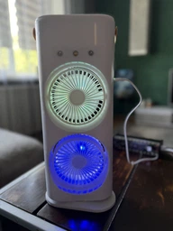 Вентилятор аккумуляторный беспроводной + USB + пульт ДУ двойной с подсветкой 3в1 360° настольный мини кондиционер для увлажнения воздуха охладитель для комнаты офиса дачи