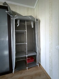Сборной тканевый шкаф для одежды вещей 2 секции мобильный текстильный складной каркасный органайзер из ткани Серый фото от покупателей 2