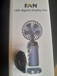 Вентилятор портативний акумуляторний Led Digital Display Fan USB з підставкою для телефону та дисплеєм синій фото від покупців 3