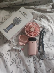 Міні вентилятор акумуляторний 5в1 з дисплеєм, бездротовий USB ручний кондиціонер з підставкою для телефону, портативний білий