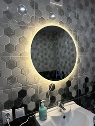Зеркало с LED подсветкой и подогревом для ванной комнаты настенное смарт зеркало 59х59 см BRS фото от покупателей 1