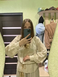 Женская вышитая блуза бежевая вышиванка классическая "Трояна" на тонком домотканом полотне 12079-42 (S)