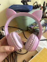 Беспроводные наушники детские ATD CAT EAR L400 с кошачьими ушками LED подсветкой Bluetooth 5.0 microUSB встроенным микрофоном радио Pink фото от покупателей 5