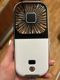 Вентилятор міні портативний акумуляторний з павербанком 3000 mAh з підставкою для телефона ручний на шию з USB білий + чорний фото від покупців 7