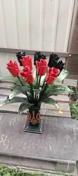 Кованые тюльпаны в вазе 4 шт 50 см красные