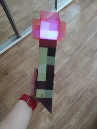 Пиксельный LED-ночник факел Minecraft - 4 цвета, настенное крепление, плюс брелок с подсветкой