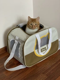 Сумка переноска для кота кошки котенка собаки до 8 кг с сетчатым окошком коричневая 46х30х30 см (002300)