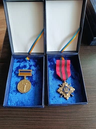 Футляр для нагород, медалей, орденів синій Хрест 12*8.5*3 см