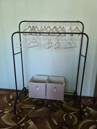 Двойная стойка вешалка для одежды и обуви Loft Rack TW-602 напольная стальная с полкой на колесах Black фото от покупателей 16