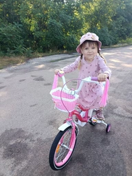 Детский велосипед для девочки 16 дюймов Crossride Rose с корзиной и багажником для куклы (Фиолетовый) фото от покупателей 1