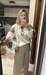 Жіноча вишиванка з рожевими квітами M юіла (5900)