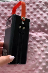 Павербанк 100000 mAh 120W зі швидкою зарядкою та вбудованим кабелем портативний зовнішній акумулятор (білий) фото від покупців 2