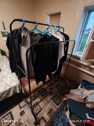 Двойная стойка вешалка для одежды и обуви Loft Rack TW-602 напольная стальная с полкой на колесах Black фото от покупателей 8