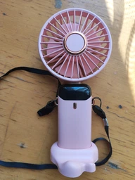 Вентилятор міні акумуляторний безпровідний USB 5в1 з дисплеєм ручний переносний міні кондиціонер з тримачем для телефона, фіолетовий (EAN_65888353)