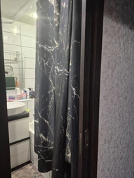 Штора для ванной комнаты шторка для душа черный мармор 180×200 см + кольца (12 шт) для шторки для ванной, черный