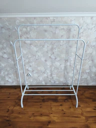 Двойная стойка вешалка для одежды и обуви Loft Rack TW-606 white напольная стальная с полкой, крючками фото от покупателей 1