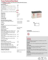 Акумулятор мультигелевий Yuasa SW280 12V 9 Ah High Rate AGM VRLA Battery 6-9 років (Japan)