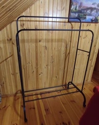 Двойная стойка вешалка для одежды и обуви Loft Rack TW-602 напольная стальная с полкой на колесах Black фото от покупателей 7