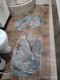 Килимок для ванної кімнати Shower Room 3D Мармур вологовбираючий нековзний килим суперпоглинаючий, діатомітовий 80х50 см сірий фото від покупців 3